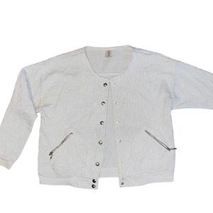 white varsity bomber jacket cardigan size N